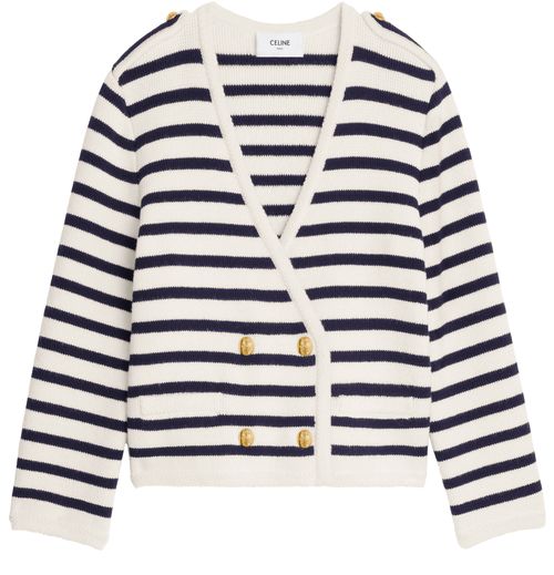 CELINE Cropped in marinière wool cardigan