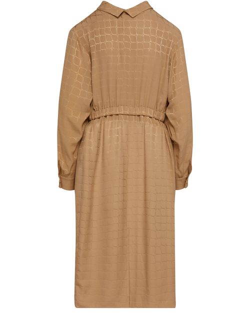 CELINE Midi dress with overturned collar in matte and shiny silk
