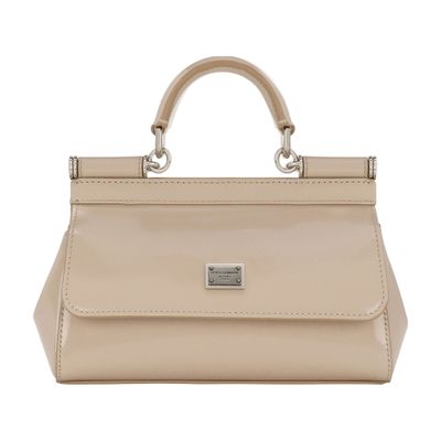 Dolce & Gabbana Small Sicily Bag In Polished Calfskin In Cappuccino