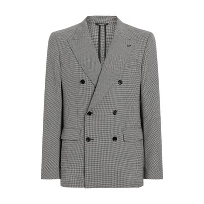 Dolce & Gabbana Houndstooth-pattern Blazer In Gray