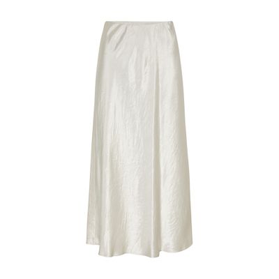 Shop Max Mara X Leisure - Alessio Satin Midi Skirt In Grey