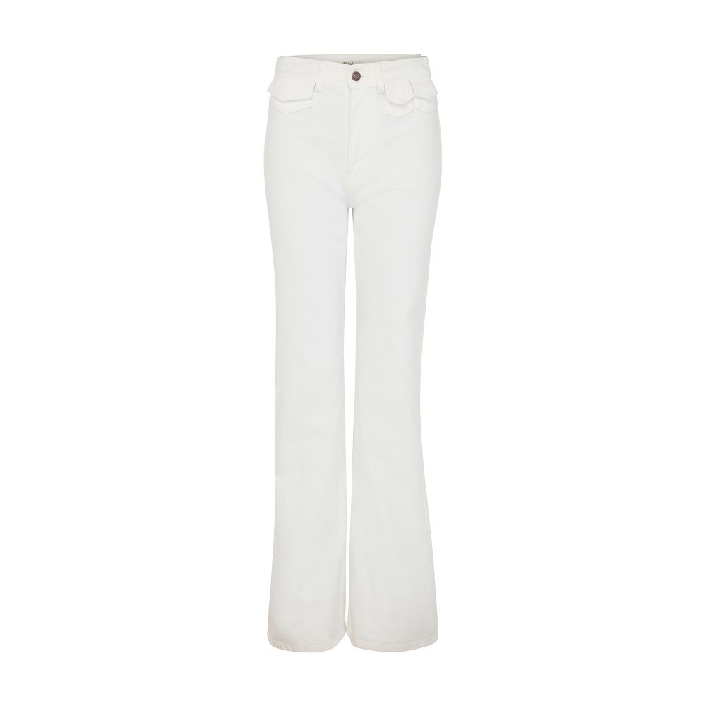 High-waisted flared denim jeans thumbnail 7
