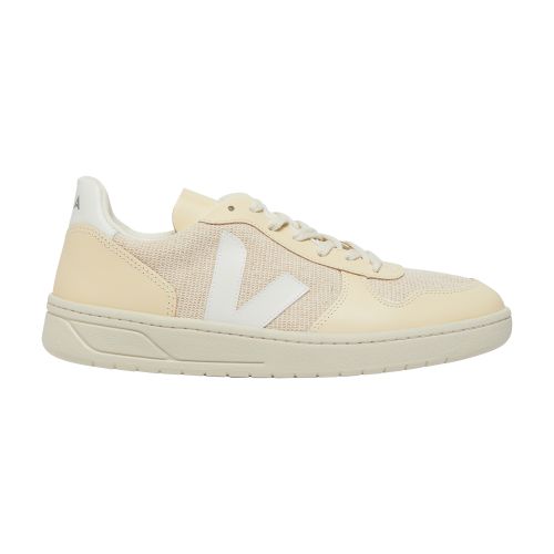 Shop Veja V-10 J-mesh Sneakers In Jute_white_multico