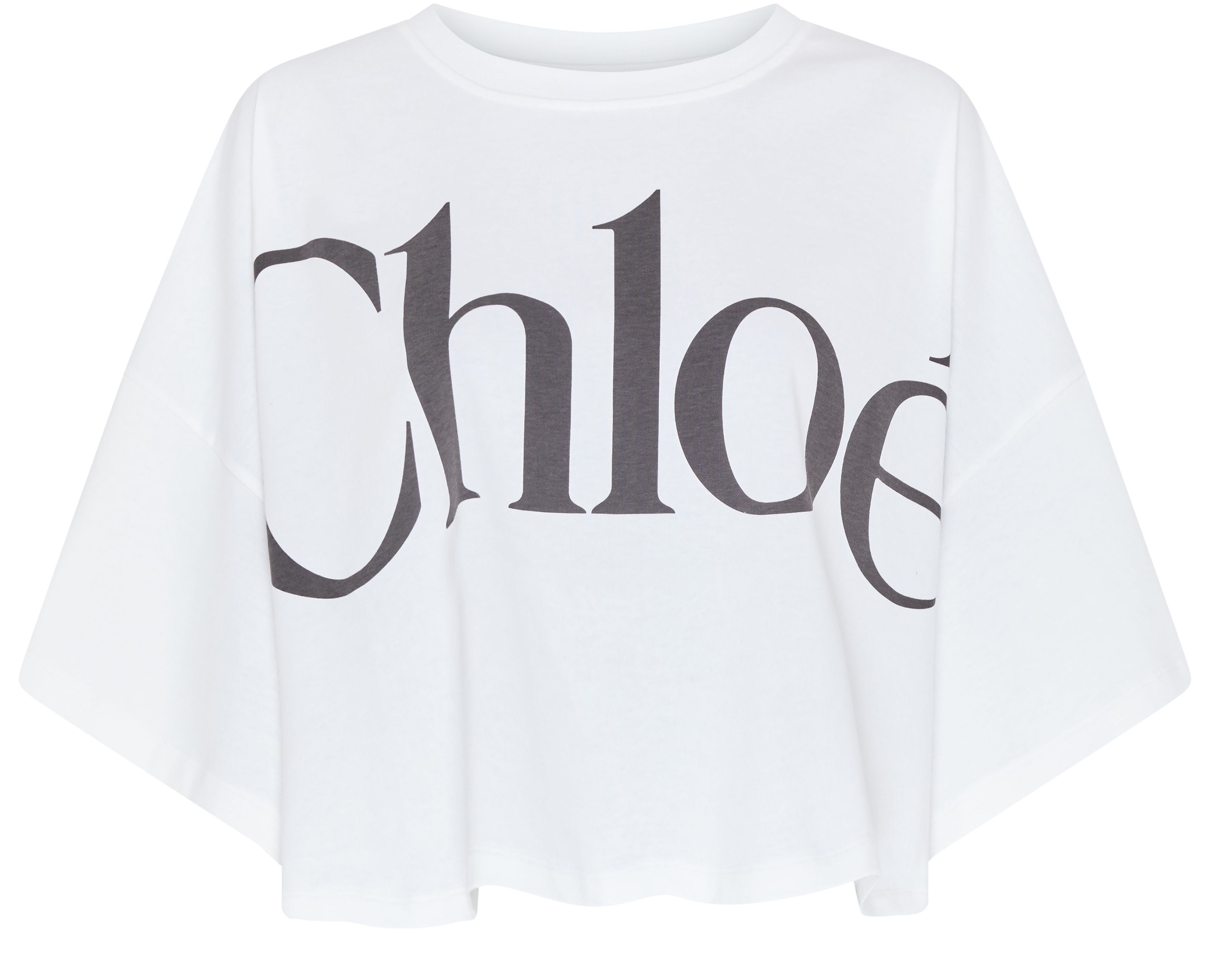 Short straight cotton t-shirt with logo