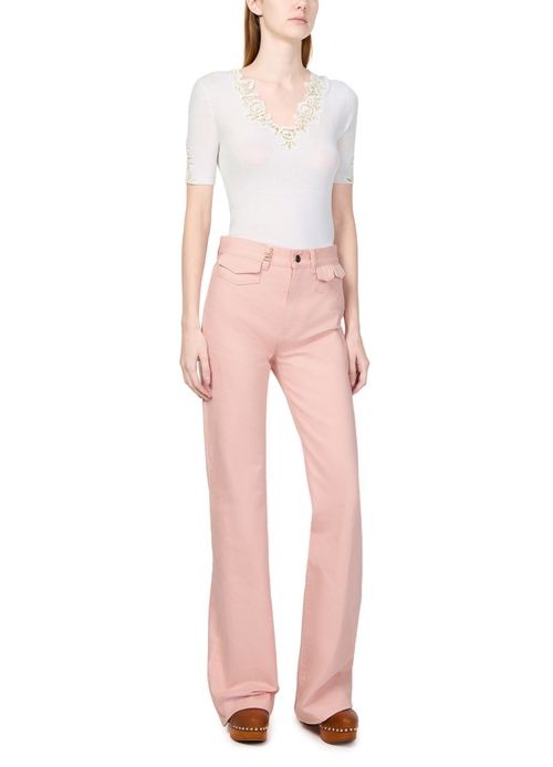CHLOE Lace top short sleeves in wool