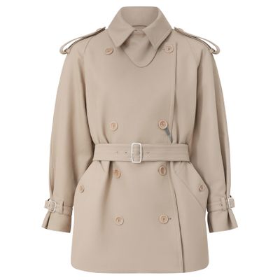 Max Mara Short Oversize Trench Coat In Neutral