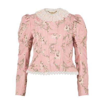 Chloé Baroque Silk-blend Taffeta Jacket With Floral Jacquard Women In Pink