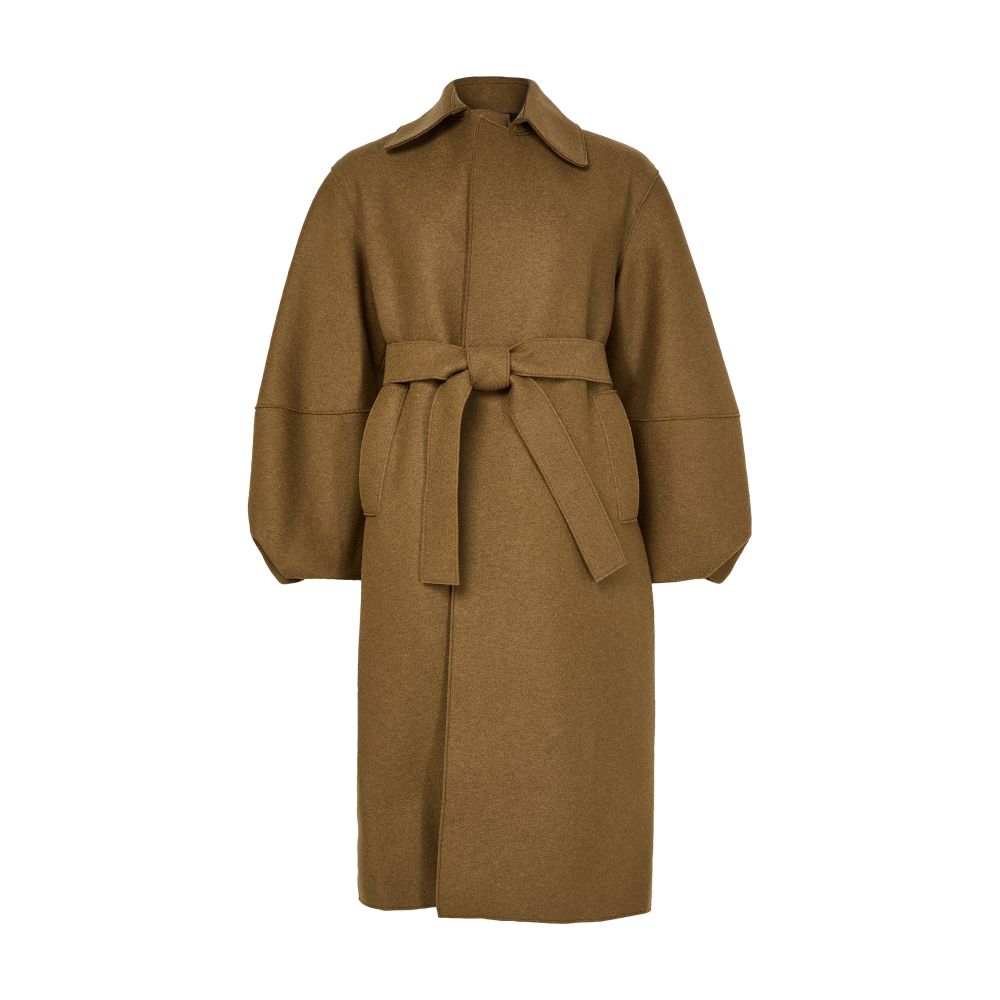 Puff-sleeved coat in pressed wool thumbnail 7