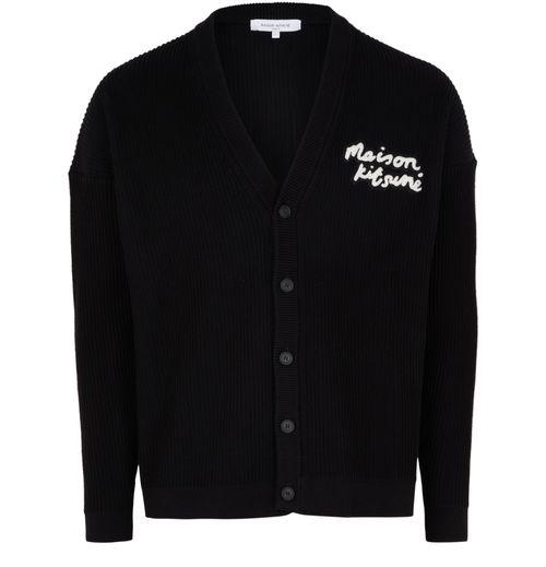 MAISON KITSUNE Gerippter Komfort-Cardigan mit Handschrift-Logo