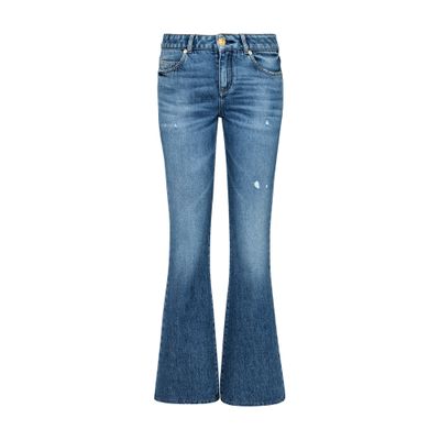 Balmain Flared Cotton Denim Jeans In Blue