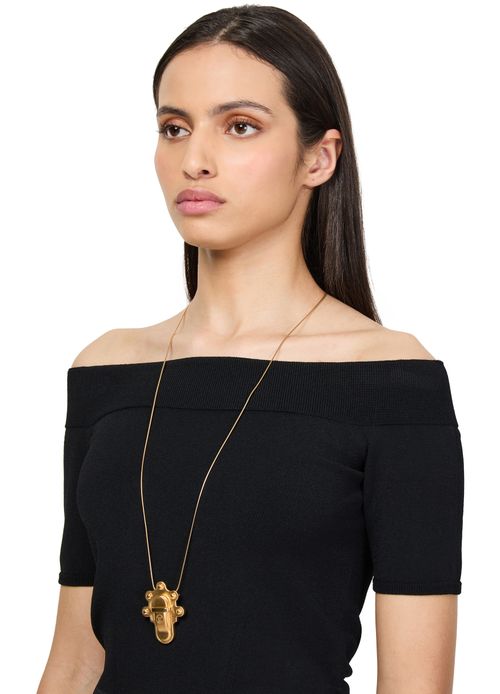 LOUIS VUITTON Collier pendentif et broche Trunk Lock