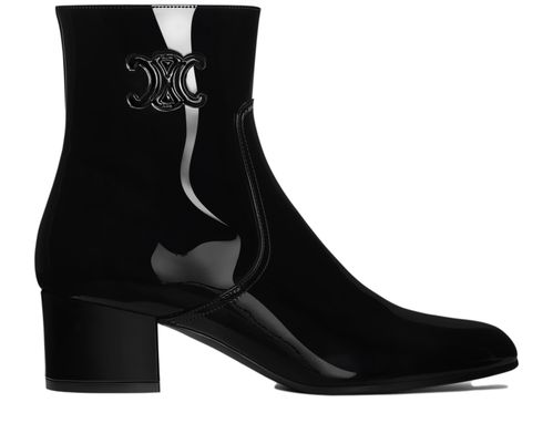 CELINE Celine Triomphe zipped boots in patent calf leather