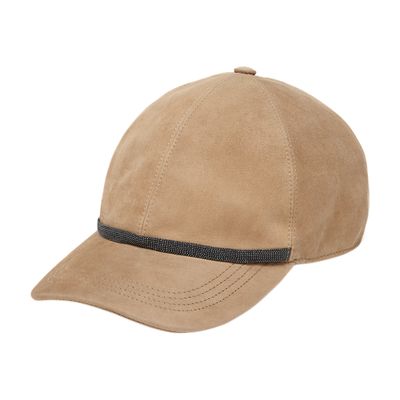 Brunello Cucinelli Monili-band Suede Baseball Cap In Brown