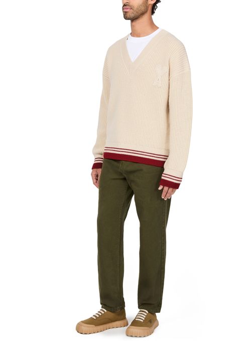 AMI PARIS Ribbed V neck sweater