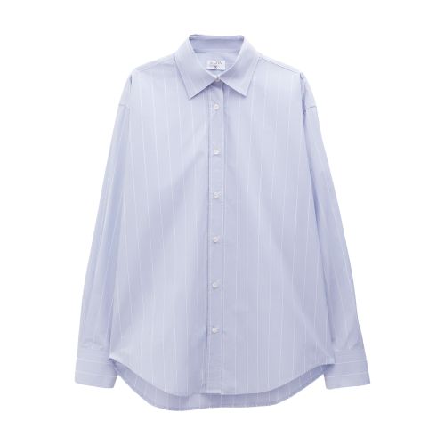 Filippa K Striped Poplin Organic Cotton Shirt In Faded_blue
