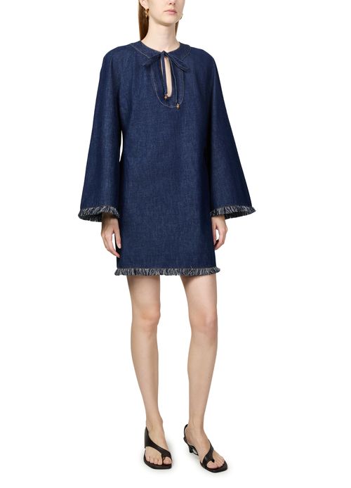 ZIMMERMANN Mini-Jeanskleid Rhiannon mit Fransen