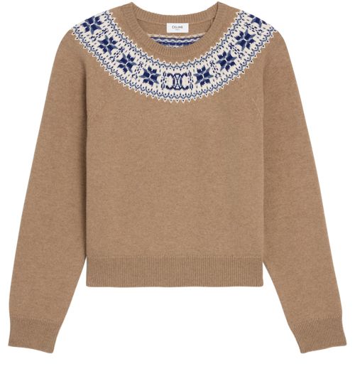 CELINE Crew neck sweater in Fair Isle cashmere