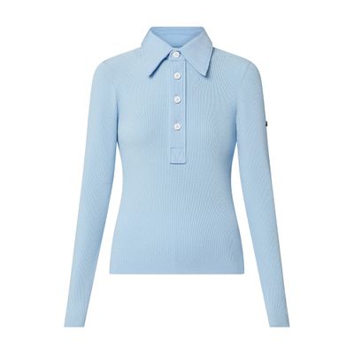 Louis Vuitton Thin Rib Long-sleeve Polo Top In Blue