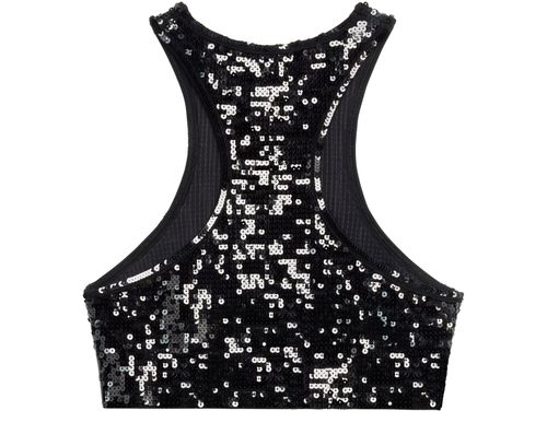 CELINE Embroidered viscose crop top with underwire