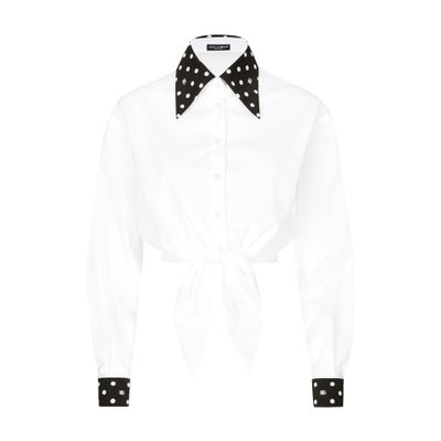 Dolce & Gabbana Polka Dot Print Cropped Shirt In White