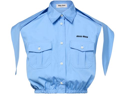 MIU MIU Kurze ärmellose Bluse mit abnehmbarem Schal
