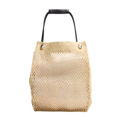 Loewe Pebble Honeycomb Hobo In Raffia In Beige