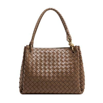 Bottega Veneta Double Handle Shoulder Bag In Grey