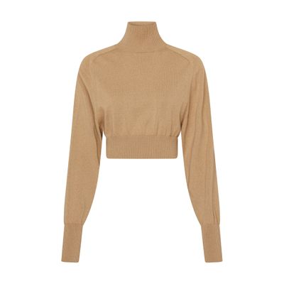 Sportmax Virgin Wool Cropped Ululato Sweater In Beige