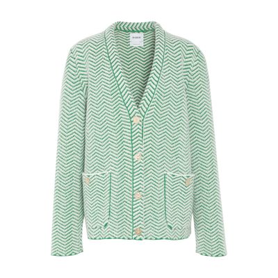 Barrie Chevron-knit V-neck Cardigan In Green