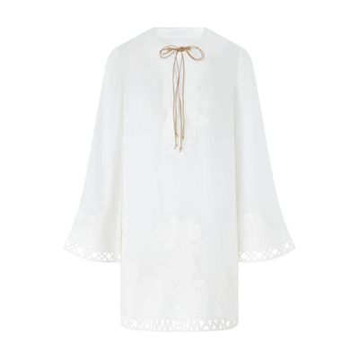 zimmermann balance long sleeve mini dress Balance floral linen and silk minidress in black - Zimmermann