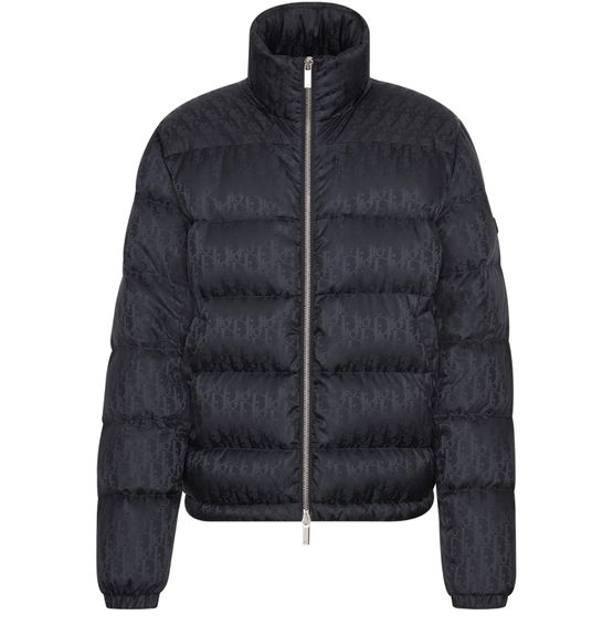 DIOR OBLIQUE MONOGRAM PUFFER JACKET BLACK SZ:48