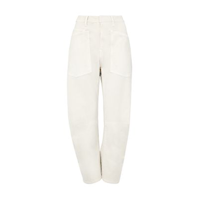 Nili Lotan Shon Cotton And Linen-blend Twill Tapered Pants In White