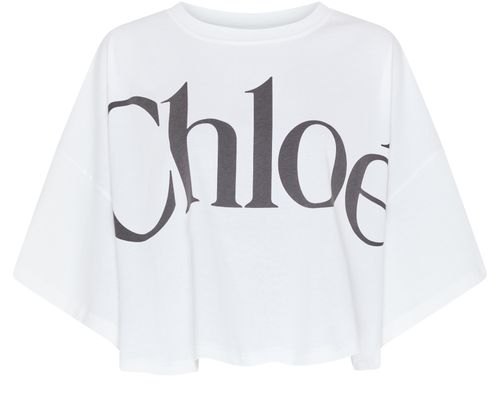 CHLOE Short straight cotton T-shirt with logo