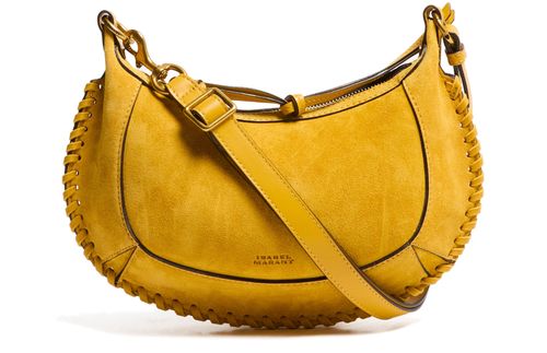 ISABEL MARANT Oskan Moon bag in suede with braided edges