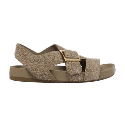Loewe Ease In Brushed Suede Flat Sandals In Green
