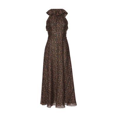 Celine Frilled Back Dress In Black Camel