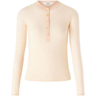 Chloé Button-neck Sweater In Orange
