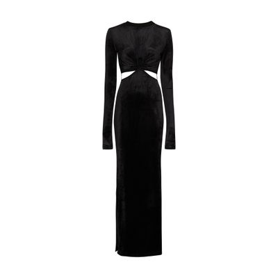 Shop Nensi Dojaka Keyhole Long Sleeve Maxi Dress In Black