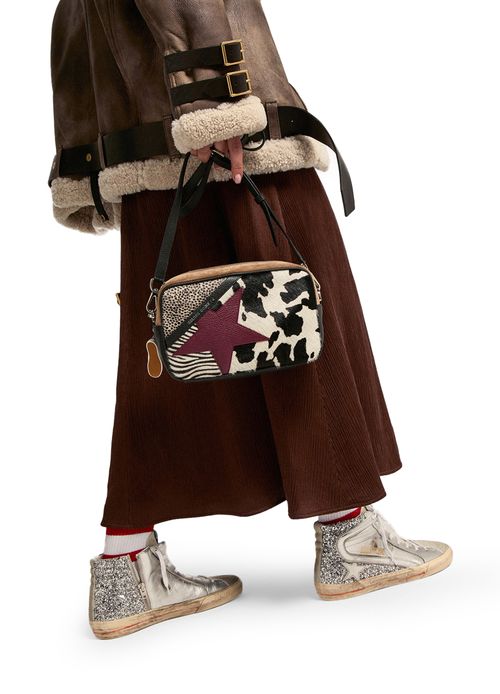 GOLDEN GOOSE Mules à tige en cuir laminé et paillettes argentées