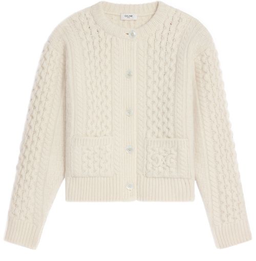 CELINE Triomphe cardigan in aran wool