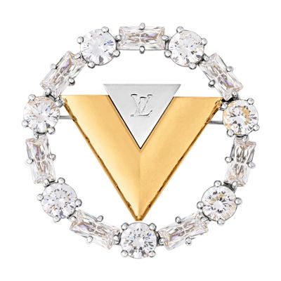 Louis Vuitton V For Vuitton Brooch In Gold