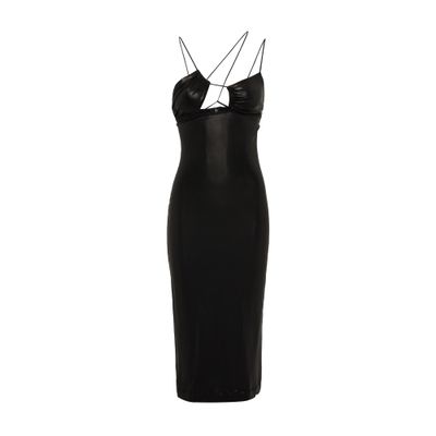 Nensi Dojaka Cutout Metallic Stretch-jersey Midi Dress In Glossy Black