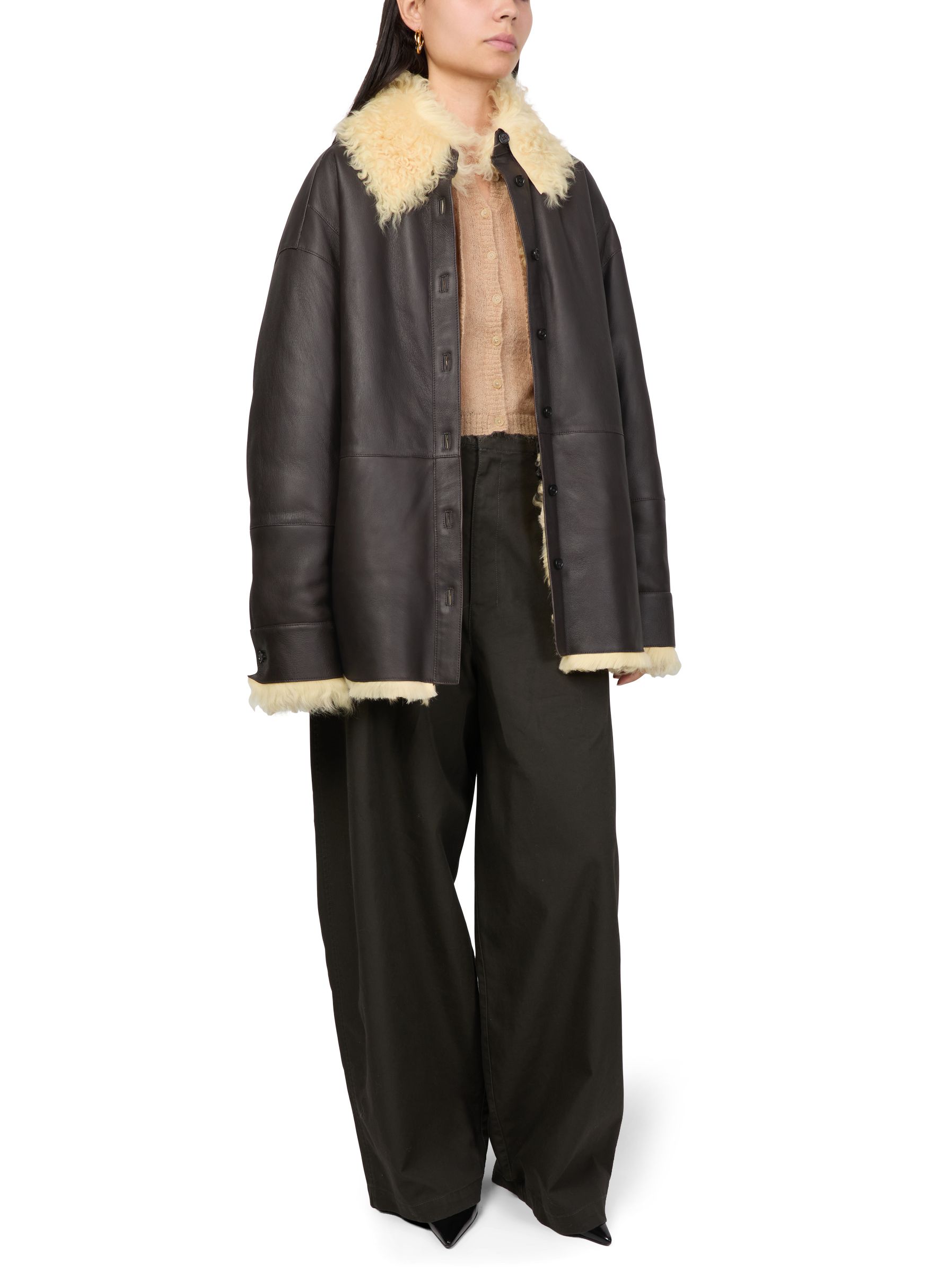 Shearling shirt jacket thumbnail 6