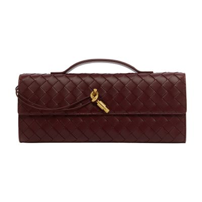 Bottega Veneta Long Andiamo Intrecciato Leather Clutch In Burgundy