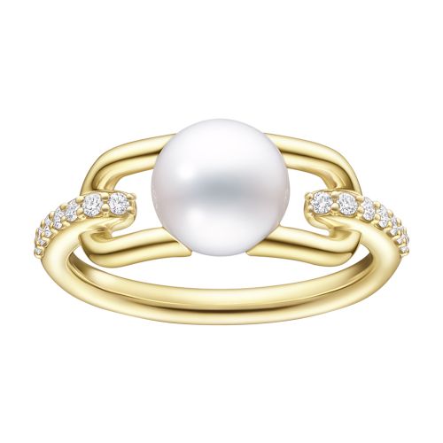 Tasaki 18kt Yellow Gold Collection Line Fine Links Pearl Ring In Or_jaune