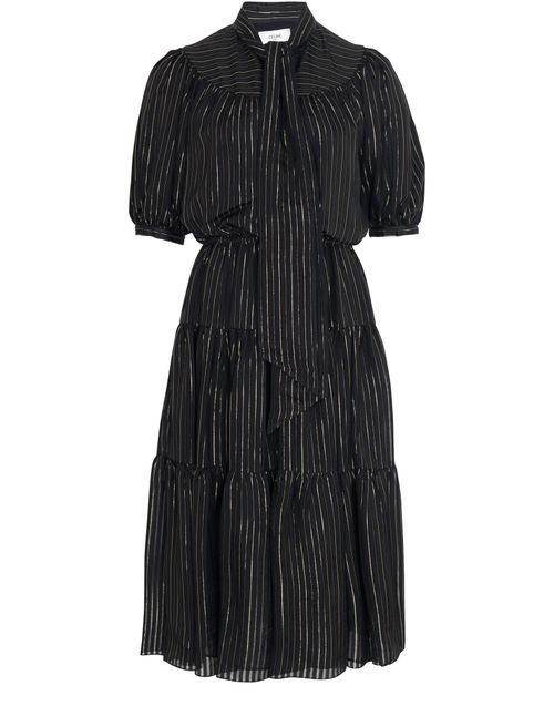 CELINE Prairie dress in striped silk lamé