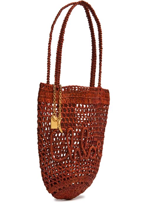 CHLOE Summer Banana small raffia tote bag