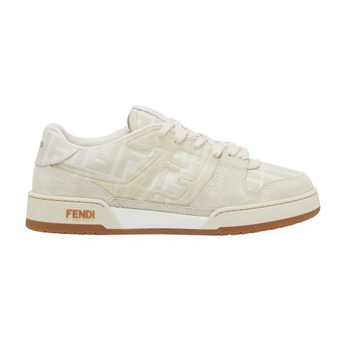Fendi Zucca-monogram Panelled Sneakers In Blanc