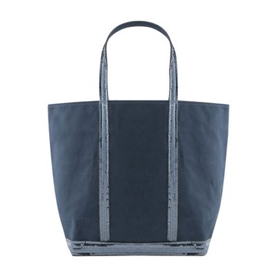 Vanessa Bruno Canvas And Sequins L Zipped Cabas Tote In Pyrite