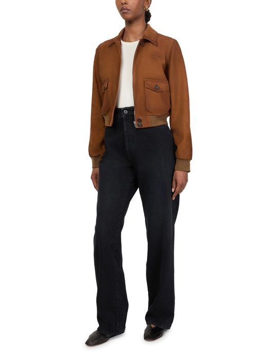 MIU MIU Crop suede aviator jacket